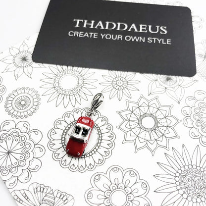 Red Enamel Sports Car Dangle Charm Pendant Autumn Brand New Sterling Silver 925 Trendy Gift