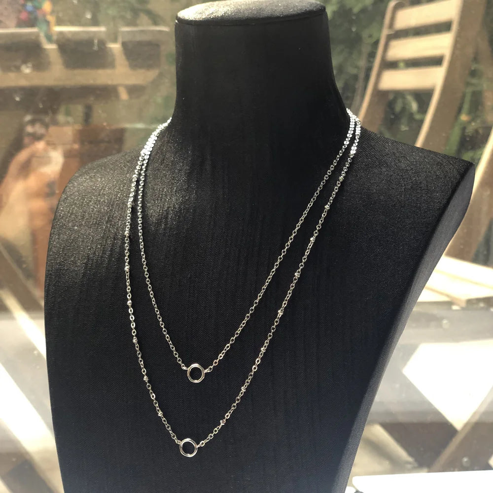 Charm Necklace Double Carriers,Spring Fashion Jewelry Europe 925 Sterling Silver Trendy Gift For Women Girls