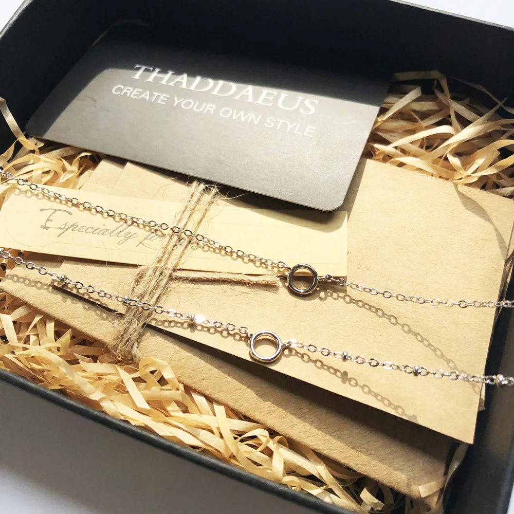 Charm Necklace Double Carriers,Spring Fashion Jewelry Europe 925 Sterling Silver Trendy Gift For Women Girls