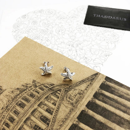 Starfish Pave Stud Earring Europe Style Fashion Trendy Jewelry For Women Girls Gift 925 Sterling Silver