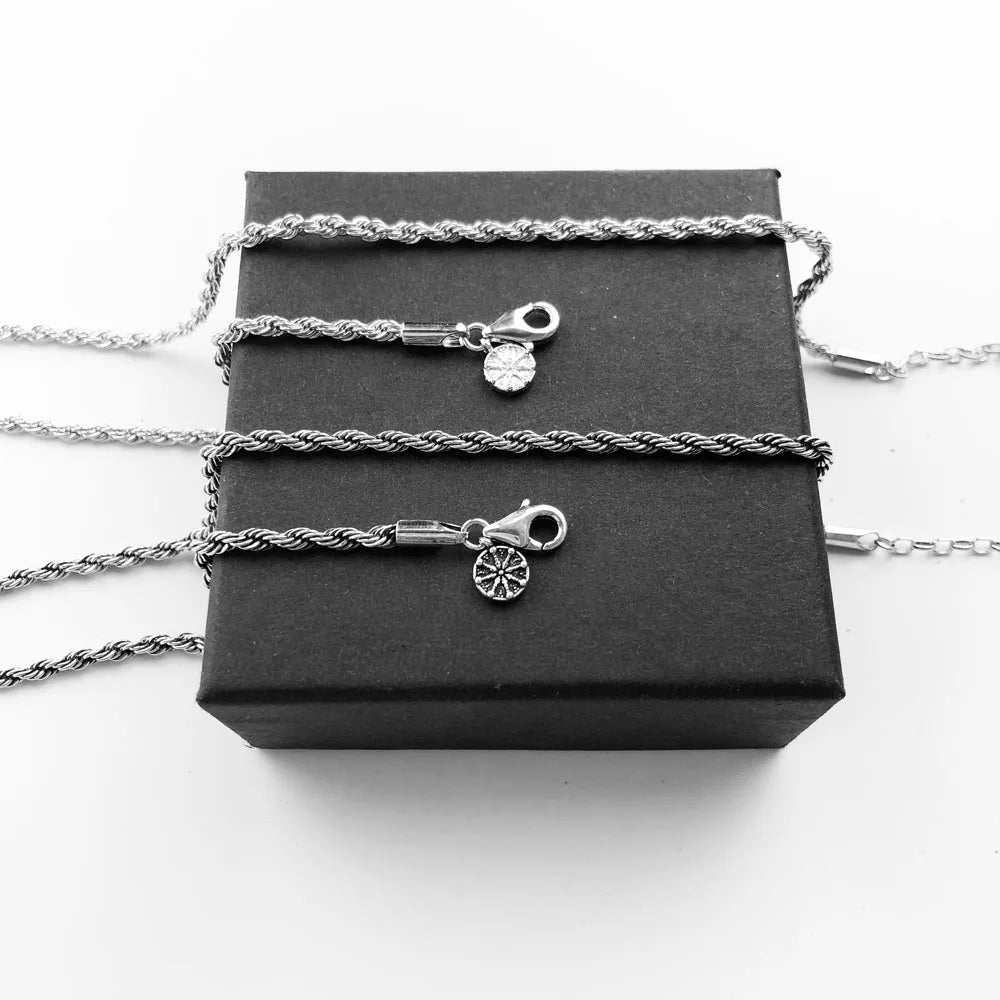 Karma Wheel Wire-cable Chain Necklace,Fashion Jewelry Europe 925 Sterling Silver Gift For Women Men