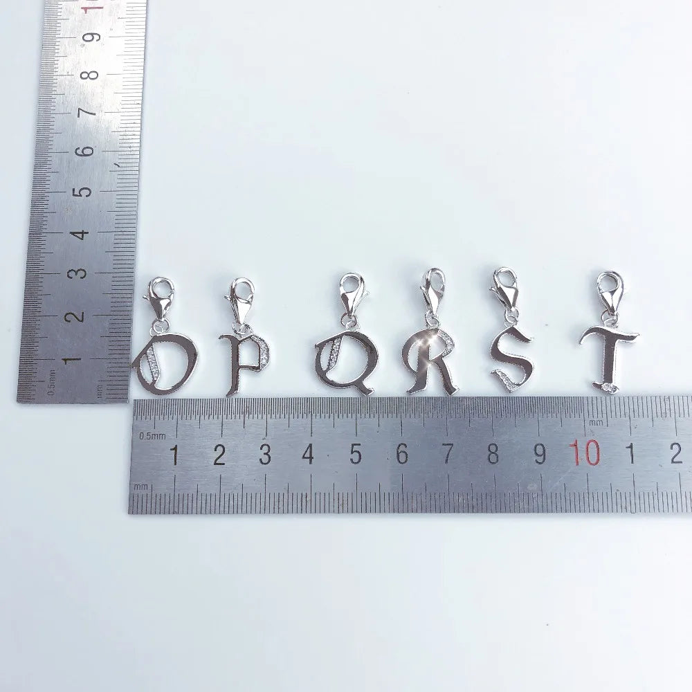 Real 925 Sterling Silver Lucky Letters ABC Word Pendant Charm Fashion Jewelry Gift For Women Men