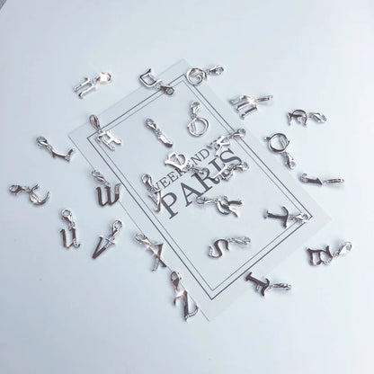 Real 925 Sterling Silver Lucky Letters ABC Word Pendant Charm Fashion Jewelry Gift For Women Men
