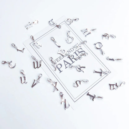 Real 925 Sterling Silver Lucky Letters ABC Word Pendant Charm Fashion Jewelry Gift For Women Men
