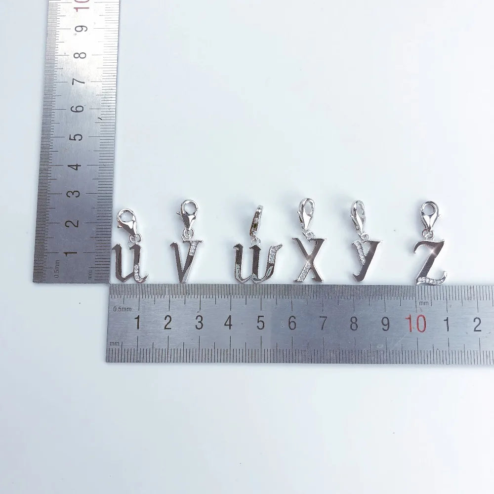 Real 925 Sterling Silver Lucky Letters ABC Word Pendant Charm Fashion Jewelry Gift For Women Men