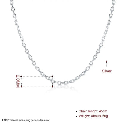 2mm Rolo Square Chain Classic,2017 New  Glam Fashion Jewelry Europe Style Soul 925 Sterling Silver Bijoux Gift For Men Women