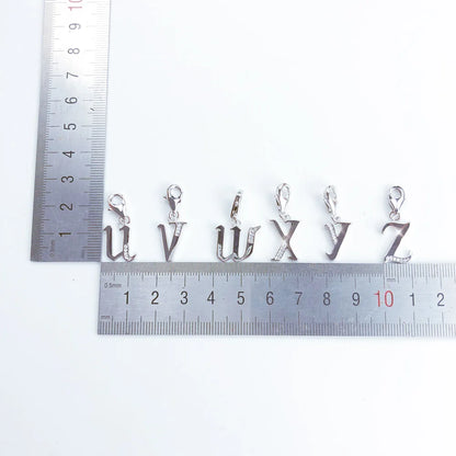 Real 925 Sterling Silver Lucky Letters ABC Word Pendant Charm Fashion Jewelry Gift For Women Men