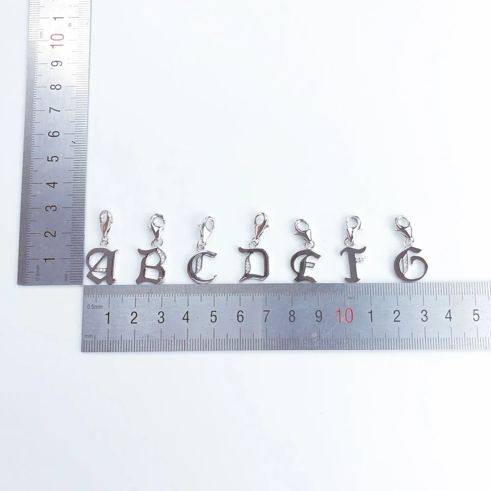 Real 925 Sterling Silver Lucky Letters ABC Word Pendant Charm Fashion Jewelry Gift For Women Men