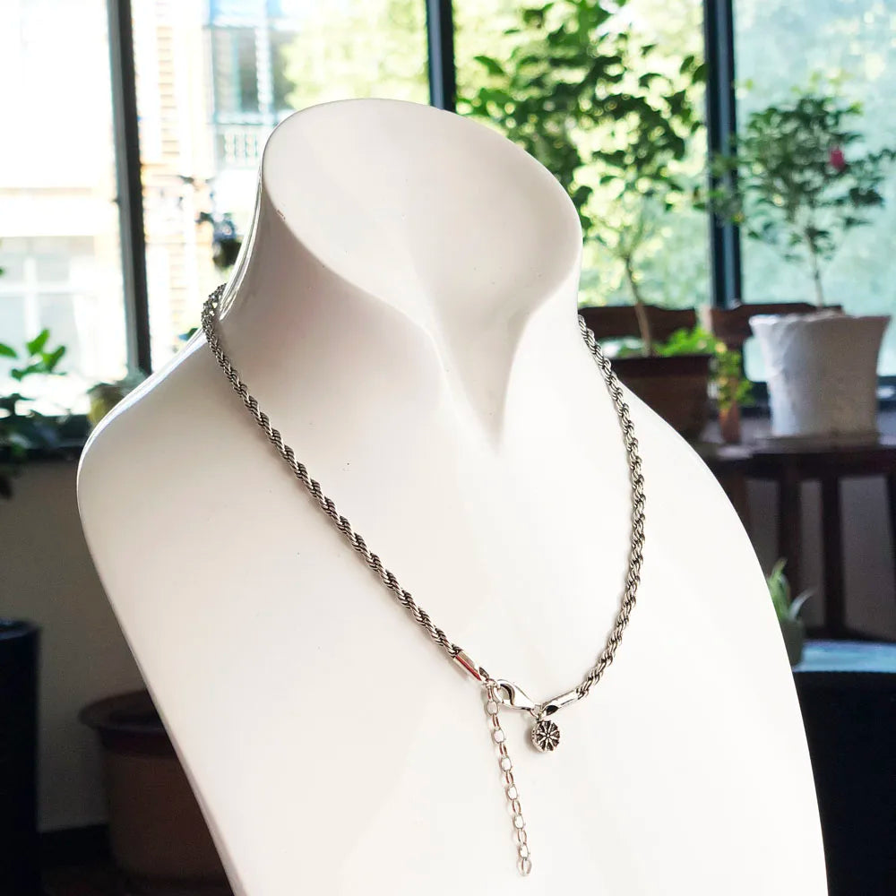 Karma Wheel Wire-cable Chain Necklace,Fashion Jewelry Europe 925 Sterling Silver Gift For Women Men