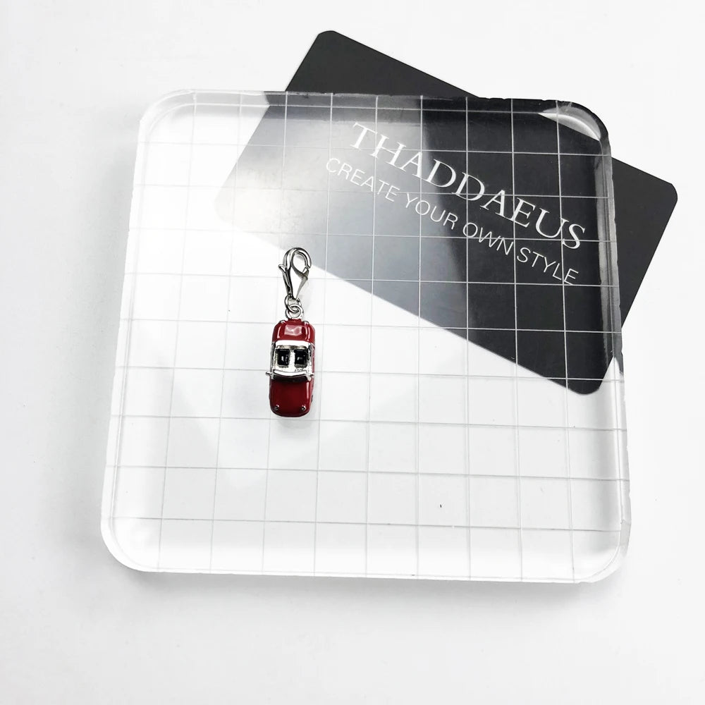 Red Enamel Sports Car Dangle Charm Pendant Autumn Brand New Sterling Silver 925 Trendy Gift