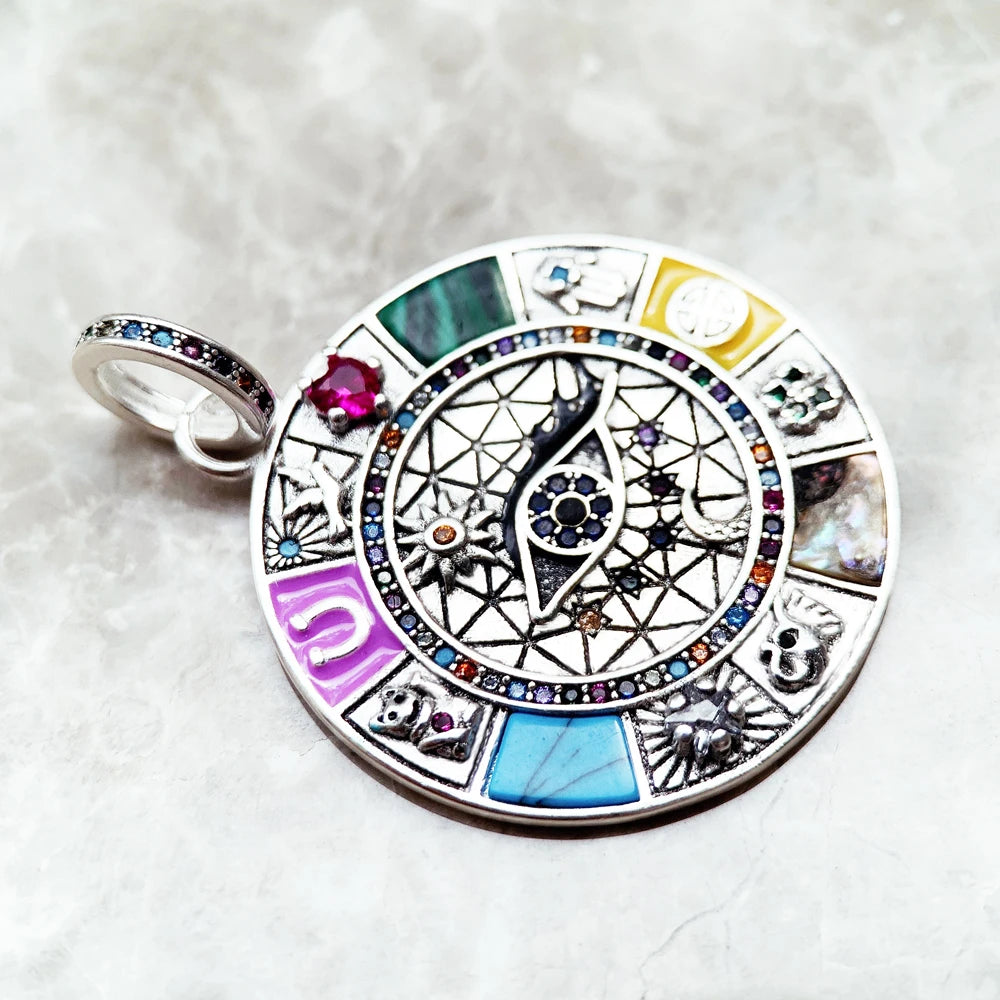 Amulet Magical Lucky Symbol Tree Flower Karma Whell Sun Bird Butterfly Pendants Jewelry 925 Sterling Silver Gift For Women Men