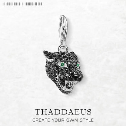 New Black Cat Pendant Lucky Charm Mystical Predator Gift For Women Men Summer 925 Sterling Silver Punk Jewelry