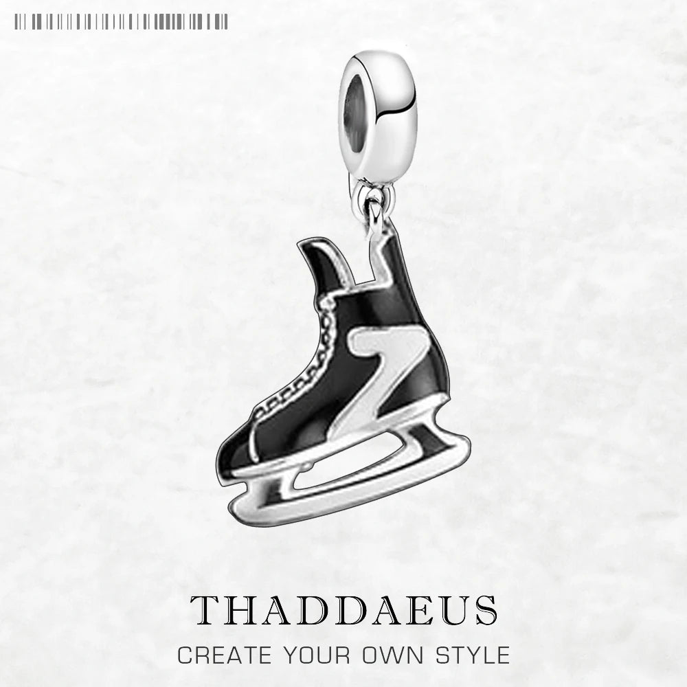 Dangle Charm Pendant Ice Skates For Women Men 925 Sterling Silver Sport Brand New Gift