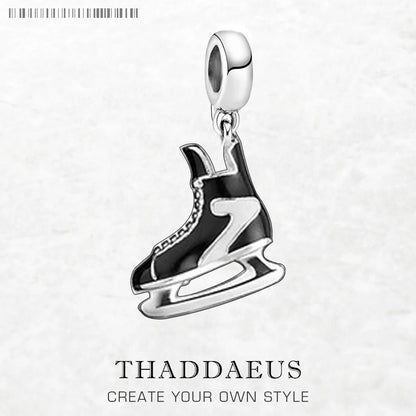 Dangle Charm Pendant Ice Skates For Women Men 925 Sterling Silver Sport Brand New Gift