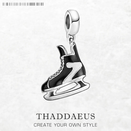 Dangle Charm Pendant Ice Skates For Women Men 925 Sterling Silver Sport Brand New Gift