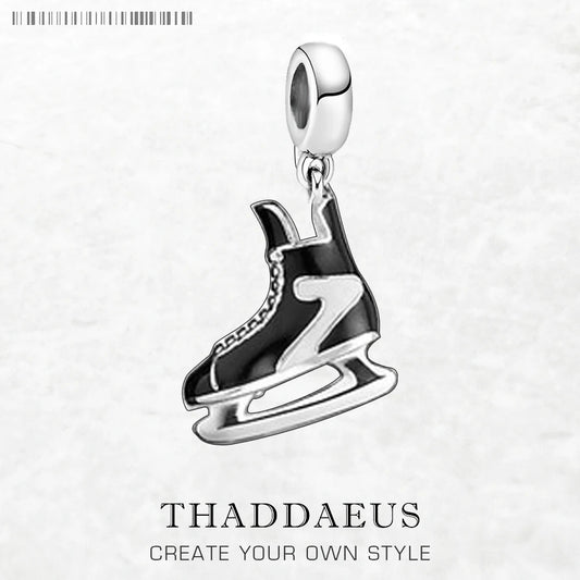 Dangle Charm Pendant Ice Skates For Women Men 925 Sterling Silver Sport Brand New Gift