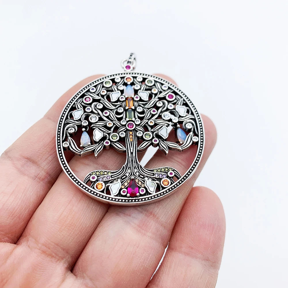 Amulet Magical Lucky Symbol Tree Flower Karma Whell Sun Bird Butterfly Pendants Jewelry 925 Sterling Silver Gift For Women Men