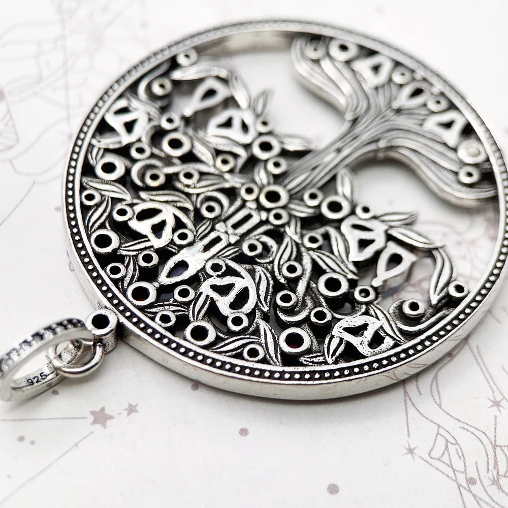 Amulet Magical Lucky Symbol Tree Flower Karma Whell Sun Bird Butterfly Pendants Jewelry 925 Sterling Silver Gift For Women Men