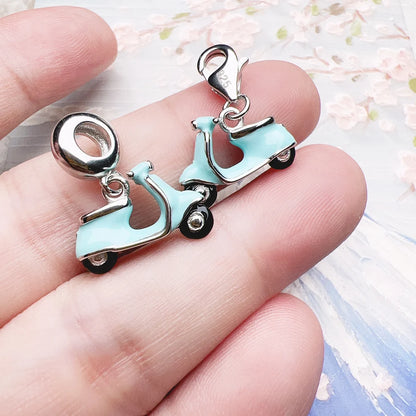 Blue Motor Scooter Pendant Charm New Fine Jewelry Real 925 Sterling Silver Trendy Holiday Vibes Gift For Women Men