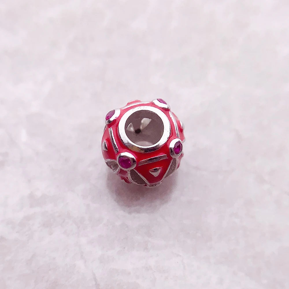 Beads Red Scale 925 Sterling Silver Gift For Women Men Europe Karma Charms Jewelry Accessories