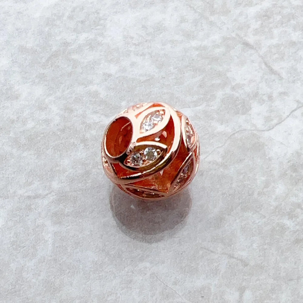 Bead Leaf Tendrils 925 Sterling Silver Rose Gold Color Romantic Gift For Women Europe Feminine Karma Charms Jewelry Accessories