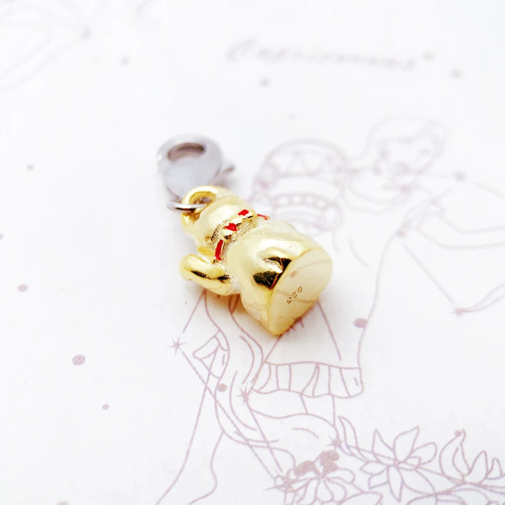 Lovely Cartoon Lucky Cat Toy Charm Pendant For Women Men Lover 925 Sterling Silver Gift
