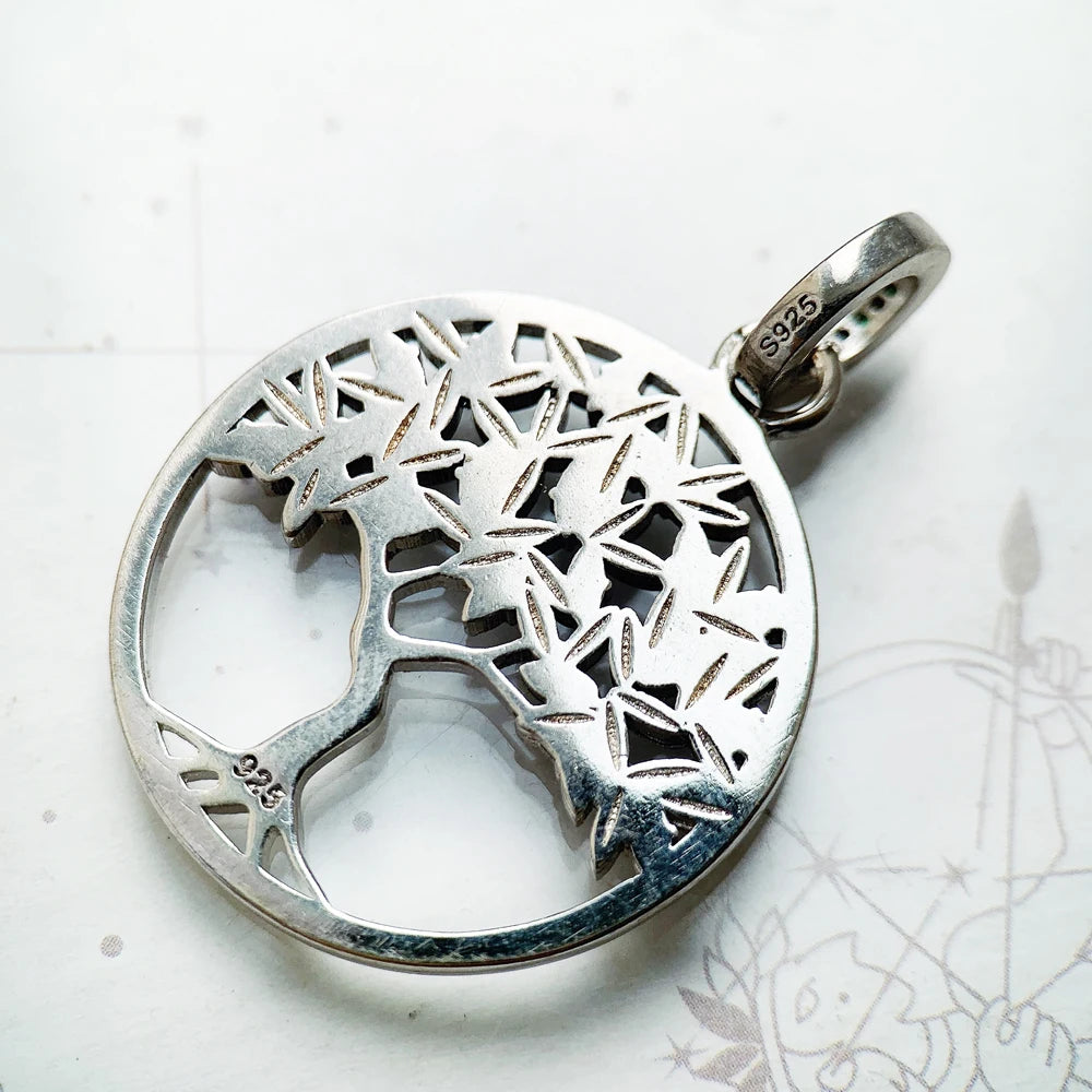 Amulet Magical Lucky Symbol Tree Flower Karma Whell Sun Bird Butterfly Pendants Jewelry 925 Sterling Silver Gift For Women Men