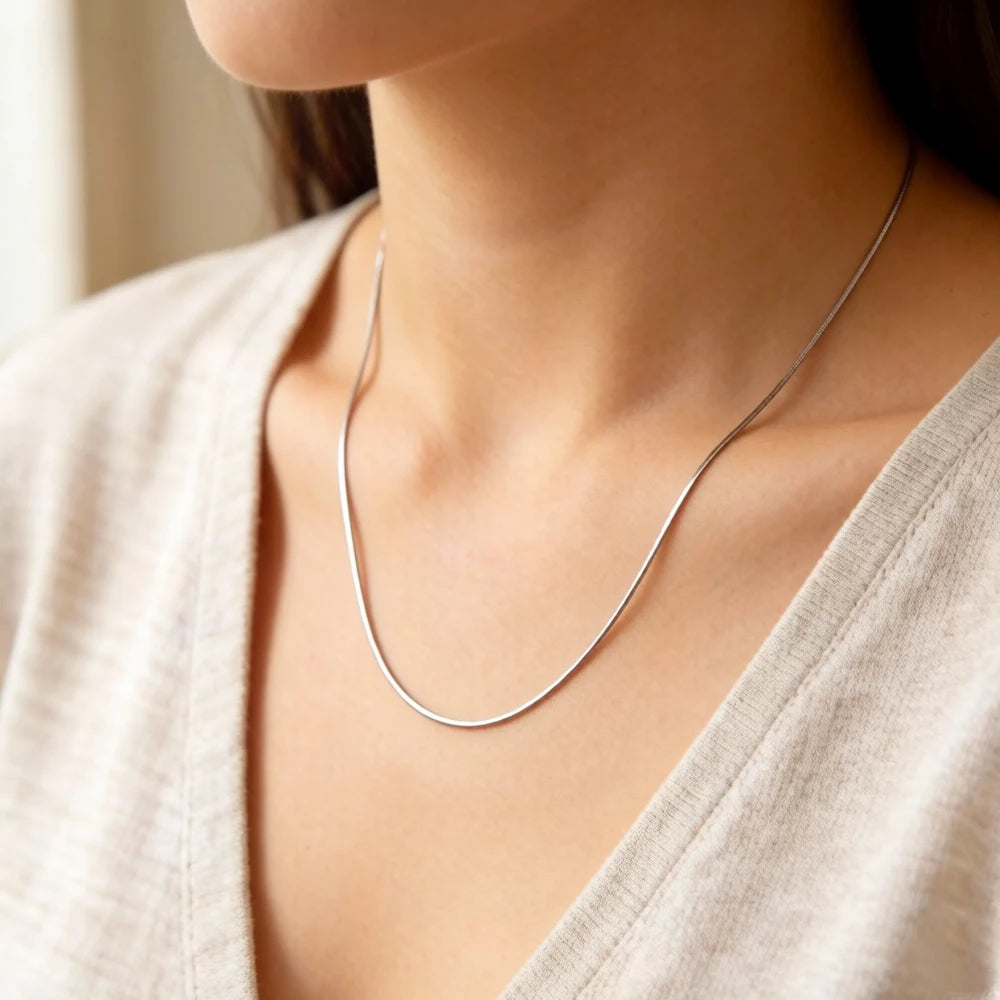 1mm Snake Chain Necklace Brand New Glam Fashion Jewelry Europe Style Soul 925 Sterling Silver Gift For Men Women
