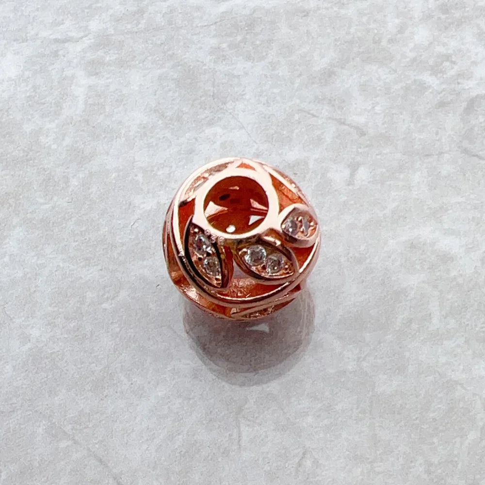 Bead Leaf Tendrils 925 Sterling Silver Rose Gold Color Romantic Gift For Women Europe Feminine Karma Charms Jewelry Accessories