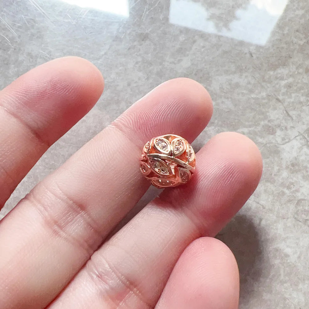 Bead Leaf Tendrils 925 Sterling Silver Rose Gold Color Romantic Gift For Women Europe Feminine Karma Charms Jewelry Accessories