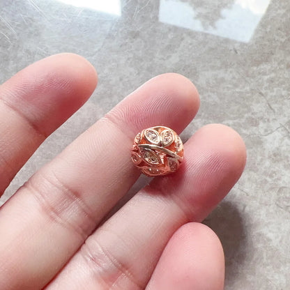 Bead Leaf Tendrils 925 Sterling Silver Rose Gold Color Romantic Gift For Women Europe Feminine Karma Charms Jewelry Accessories