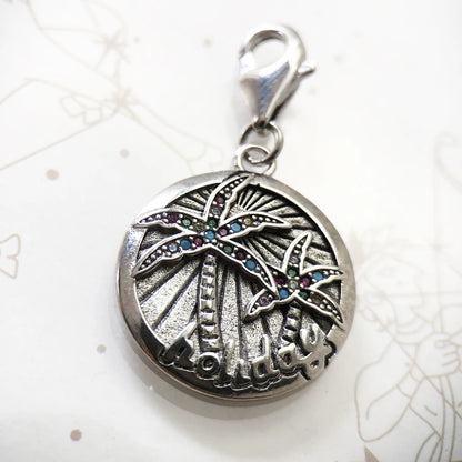 Charm Pendant Disc Tropical Holiday Palm Trees New European Summer Fun Jewelry Gift For Women Men 925 Sterling Silver