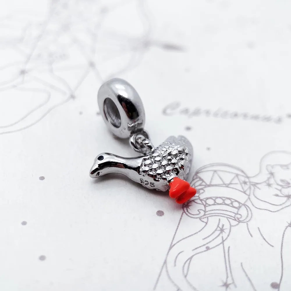 925 Sterling Silver Goose Charms Pendants For Jewelry Making Findings Cute Handmade Accessories DIY