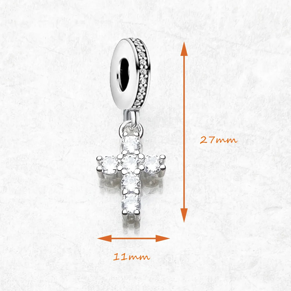 Cross Pendant 925 Sterling Silver Dangle Charm Women Vintage Fine Jewelry Powerful Elegance Gift