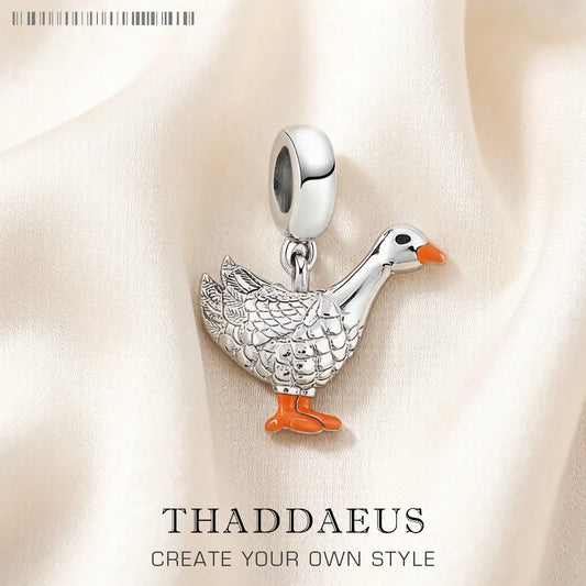 925 Sterling Silver Goose Charms Pendants For Jewelry Making Findings Cute Handmade Accessories DIY
