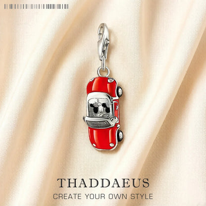Red Enamel Sports Car Dangle Charm Pendant Autumn Brand New Sterling Silver 925 Trendy Gift