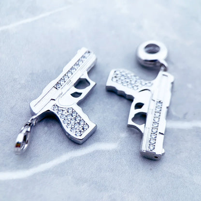 Charm Pistol Gun 925 Sterling Silver For Women & Men Trendy Club Gift Europe Style DIY Jewelry Fit  Bracelet Breloque