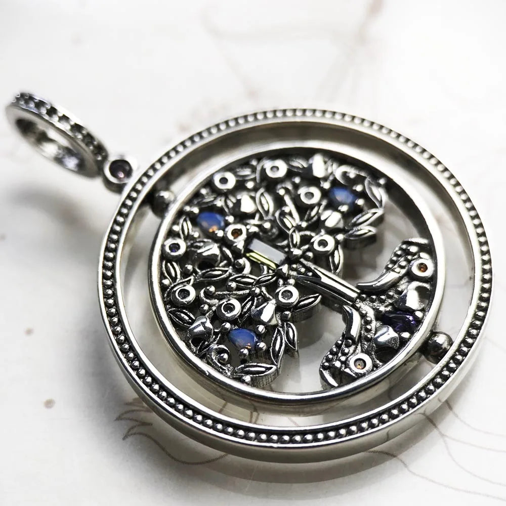Amulet Magical Lucky Symbol Tree Flower Karma Whell Sun Bird Butterfly Pendants Jewelry 925 Sterling Silver Gift For Women Men