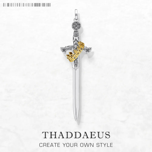 Large Sword With Crown Pendant Fashion Vintage Jewelry Europe 925 Sterling Silver Gift For Woman & Men
