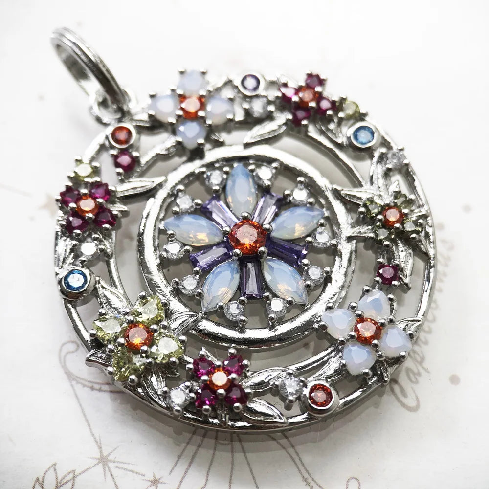Amulet Magical Lucky Symbol Tree Flower Karma Whell Sun Bird Butterfly Pendants Jewelry 925 Sterling Silver Gift For Women Men