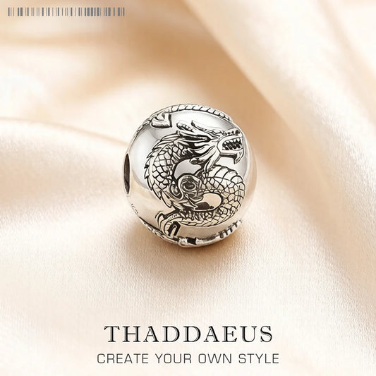 Beads Dragon,925 Sterling Silver Charms Rebel Street Vintage Karma European Jewelry Accessories