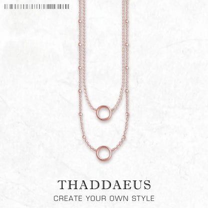 Charm Necklace Rose Color Double Chain Brand New Fashion Jewelry Europe 925 Sterling Silver Gift For Women