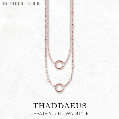Charm Necklace Rose Color Double Chain Brand New Fashion Jewelry Europe 925 Sterling Silver Gift For Women
