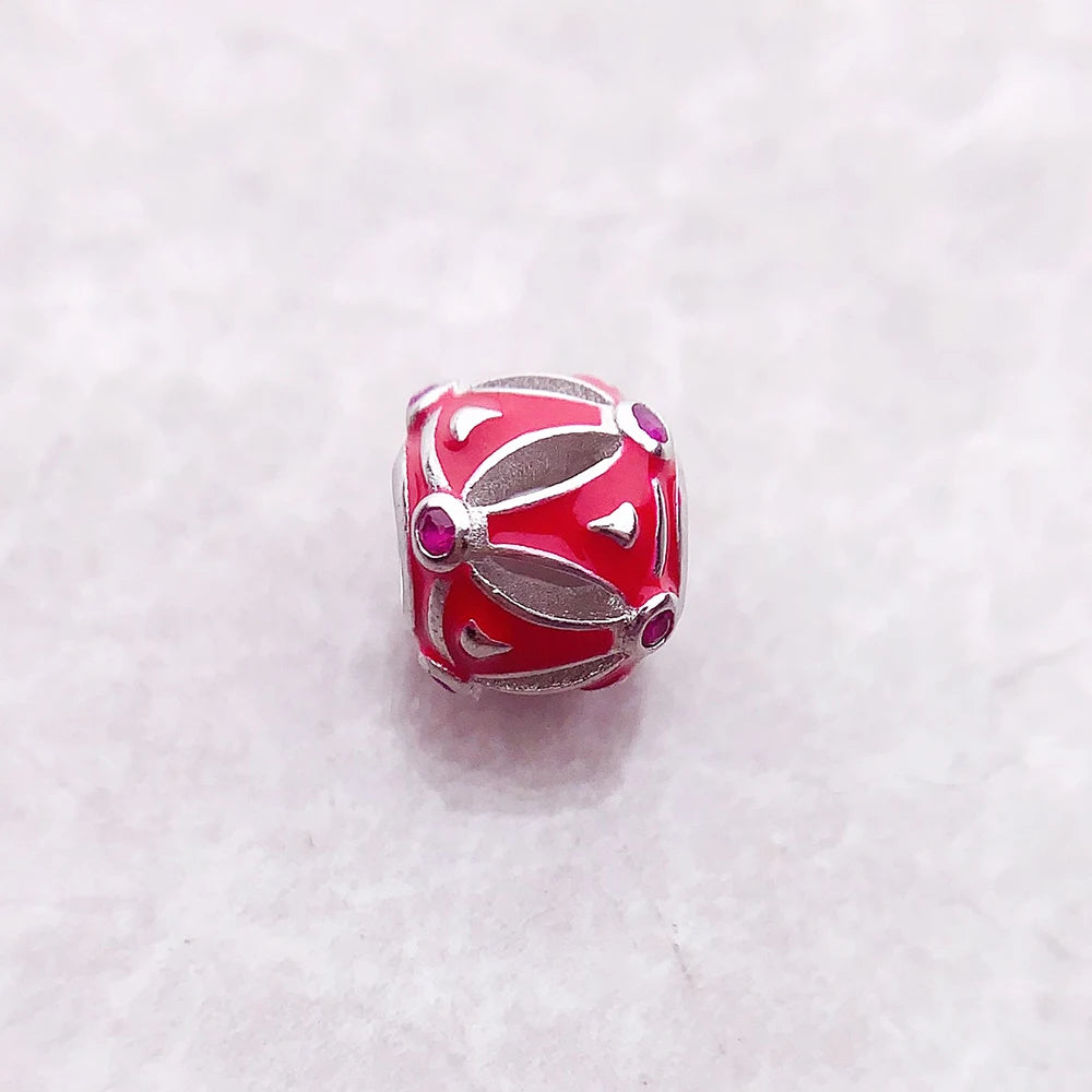 Beads Red Scale 925 Sterling Silver Gift For Women Men Europe Karma Charms Jewelry Accessories