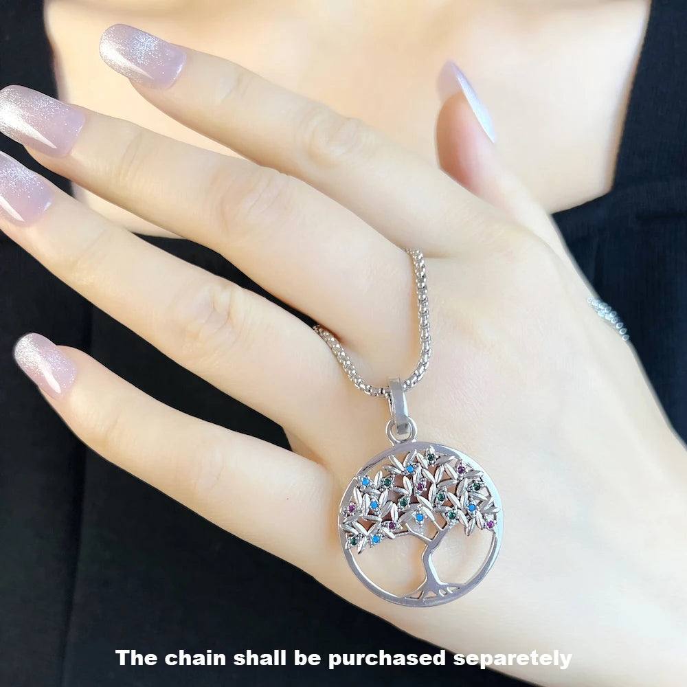 Amulet Magical Lucky Symbol Tree Flower Karma Whell Sun Bird Butterfly Pendants Jewelry 925 Sterling Silver Gift For Women Men