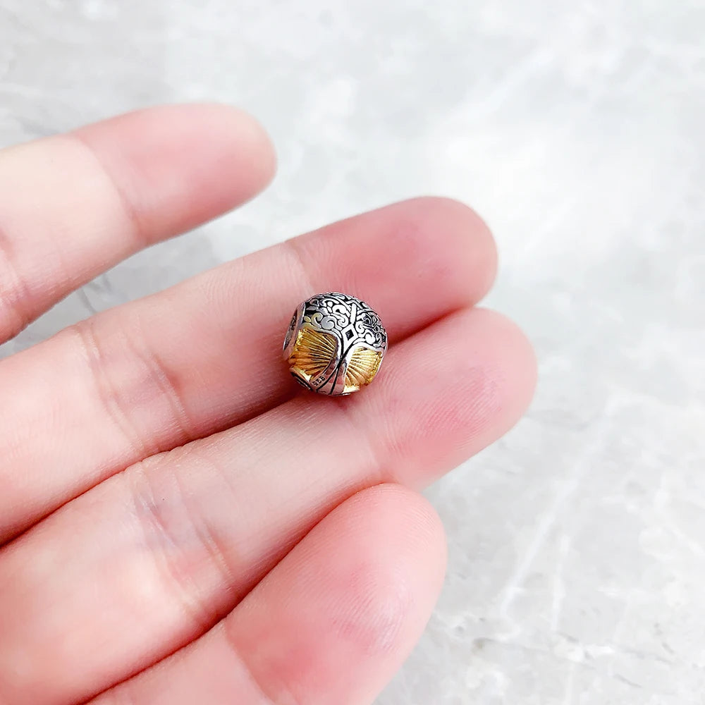 Bead Love Tree Gold, 925 Sterling Silver European DIY Jewelry Accessorie Lucky Charm Gift For Women Men