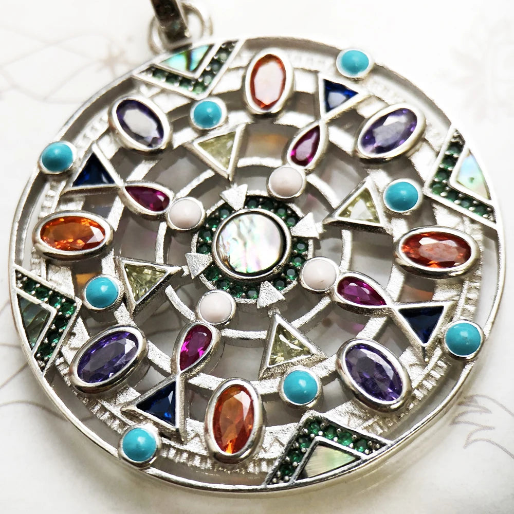 Amulet Magical Lucky Symbol Tree Flower Karma Whell Sun Bird Butterfly Pendants Jewelry 925 Sterling Silver Gift For Women Men