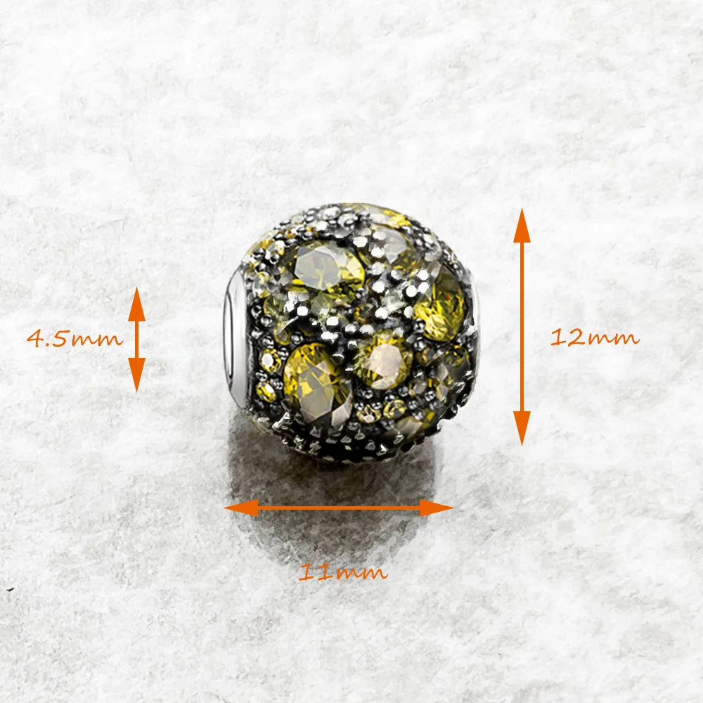 Bead Green Planet Solid 925 Sterling Silver Trendy Gift For Women Europe Feminine Karma Charms Jewelry Accessories