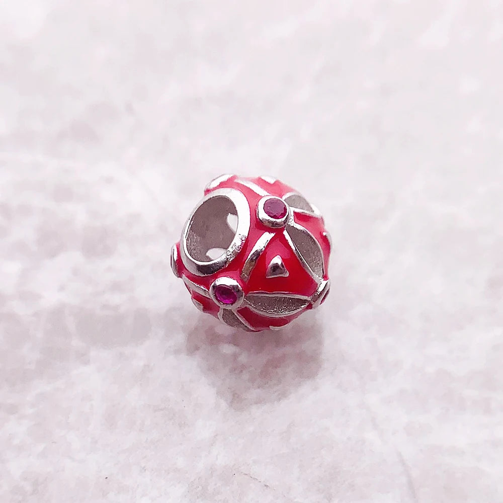 Beads Red Scale 925 Sterling Silver Gift For Women Men Europe Karma Charms Jewelry Accessories