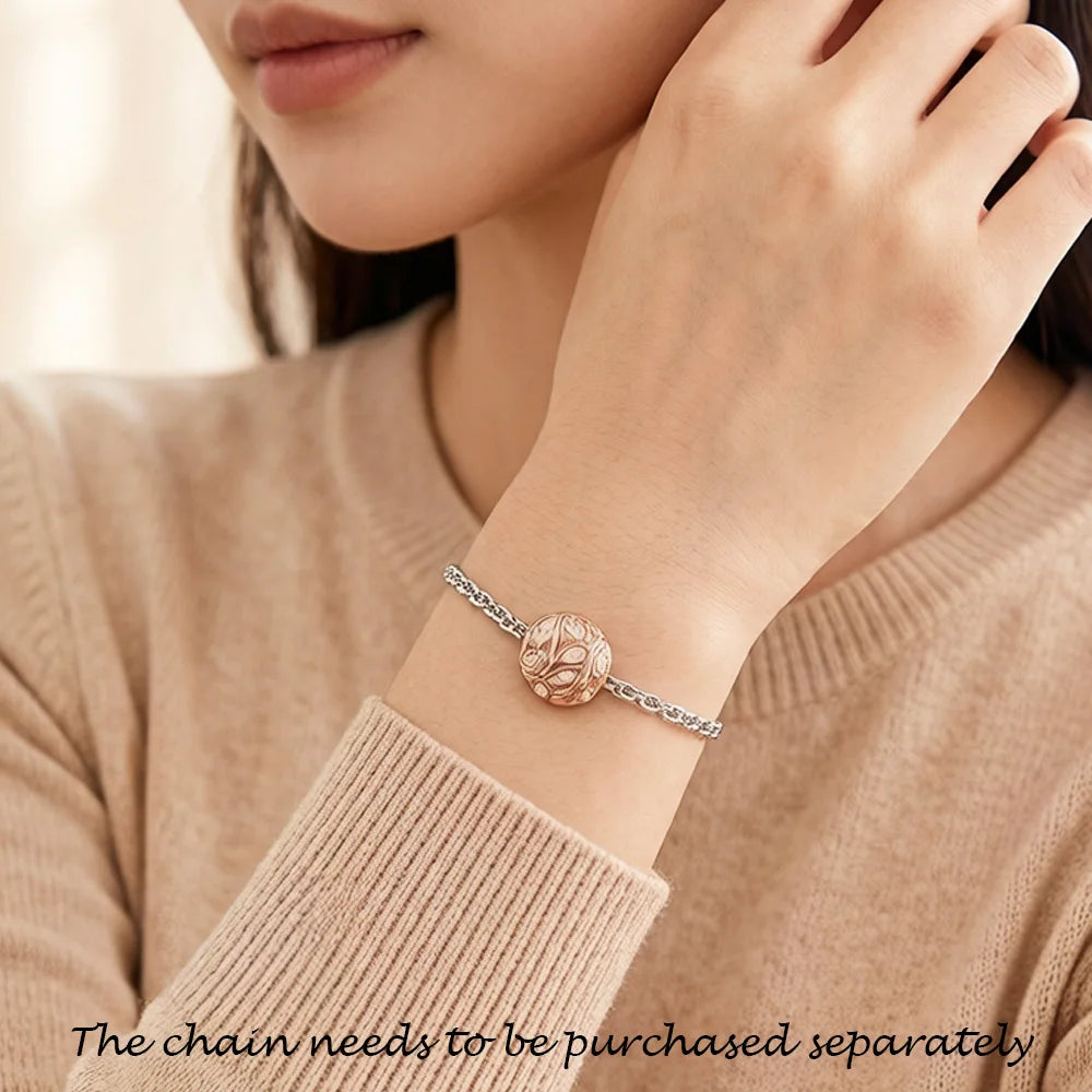 Bead Leaf Tendrils 925 Sterling Silver Rose Gold Color Romantic Gift For Women Europe Feminine Karma Charms Jewelry Accessories